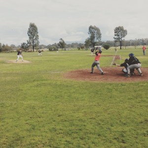 Azza Parker gets out the lumber for one of hits during last weekends action